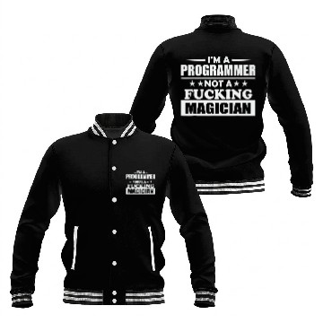 Discover Im a Programmer Not A Magician Funny Programmer Zip Baseball Jackets