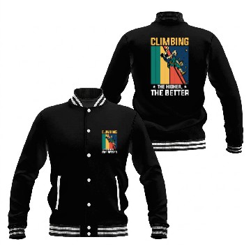 Discover Retro Rock Climbing Man Climb Climber Mountains Baseball Jackets