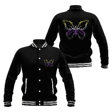 Discover Nonbinary Butterfly Barbwire Nonbinary Flag Nonbinary Pride Baseball Jackets