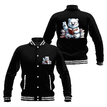Discover Peace Hand Polar Bear Librarian Book Lover Reader Reading Baseball Jackets
