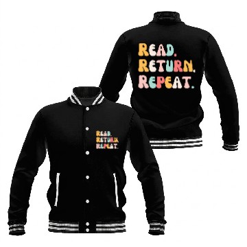 Discover Read Return Repeat groovy cute reading reader Librarian book Baseball Tees Baseball Jackets