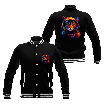 Discover Space Cat Astronaut Cat Galaxy Kitten Graphic Baseball Jackets
