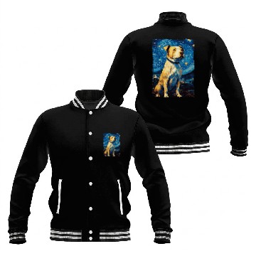 Discover Pitbull Dog Starry Night Baseball Jackets