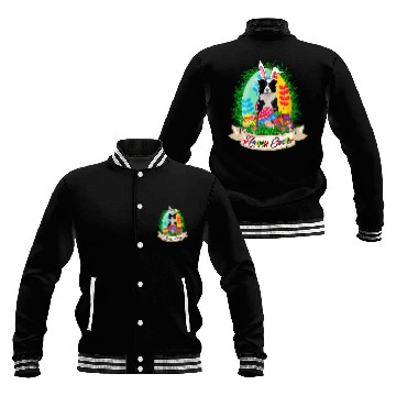Discover Happy Easter Bunny Border Collie With Easter Eggs Lover Baseball Tees Baseball Jackets