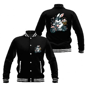Discover Motorcycle Bunny Easter Biker Eggs Baseball Tees Baseball Jackets
