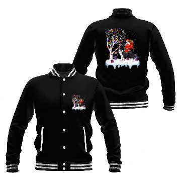 Discover Santa Riding Border Collie Dog Tree Lights Border Collie Fun Baseball Tees Baseball Jackets