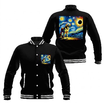 Discover Labrador Retriever Solar Eclipse 2024 Van Gogh Starry Night Baseball Tees Baseball Jackets