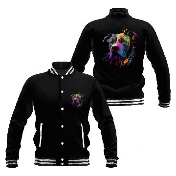 Discover Pitbull Splash Art Cute Dog Lover Baseball Jackets