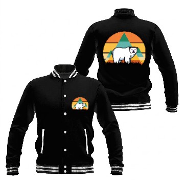 Discover Polar Bear 2Antarctica Bear Retro Sunset Zip Baseball Jackets