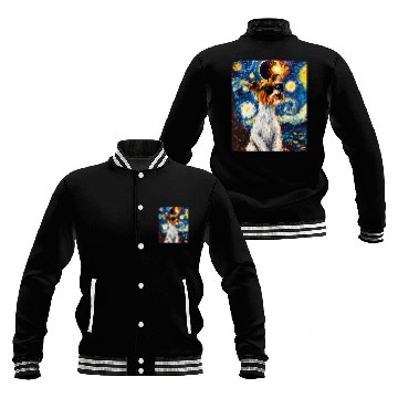 Discover Total Solar Eclipse Wire Fox Terrier Dog 2 Baseball Jackets