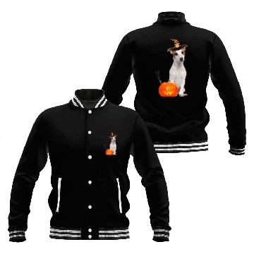 Discover Jack Russel Witch Hat Halloween Dog Costume Baseball Jackets