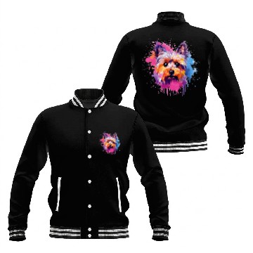Discover Splash Art Yorkshire Terrier Dog Colorful Baseball Jackets