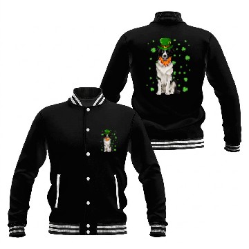 Discover St Patricks Day Border Collie Dog Shamrock Gift Baseball Jackets