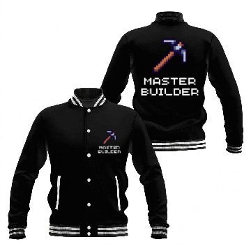 Discover Master Builder Funny Video Game Pickaxe Pixel Art Gamer Baseball Jackets