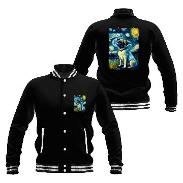 Discover Pug Starry Night Baseball Jackets