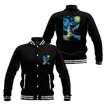 Discover Pug Starry Night 1 Baseball Jackets