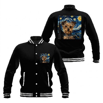 Discover Yorkshire Terrier Dog Van Gogh Style Starry Night Baseball Tees Baseball Jackets