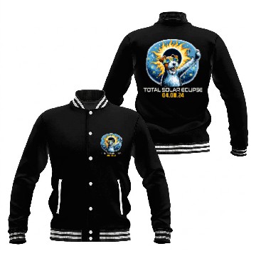 Discover Wire Fox Terrier Dog Taking Selfie Solar Eclipse 1 Zip Baseball Jackets