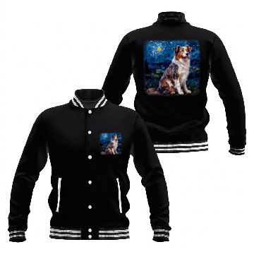 Discover Van gogh Australian Shepherd in starry night Baseball Tees Baseball Jackets