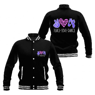 Discover Peace Love Dance Cute Ballet Dancing Saying Dancer Quote Baseball Jackets