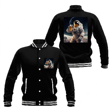 Discover Moon Astronaut Man On The Moon Spaceman drinking beer Baseball Tees Baseball Jackets