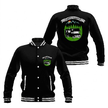 Discover Retro Sunset RV Happy Camper Camping Baseball Tees Baseball Jackets