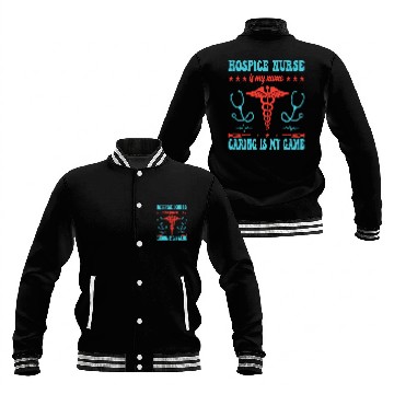 Discover Hospice nurses is my name caring is my game 1 Baseball Tees Baseball Jackets