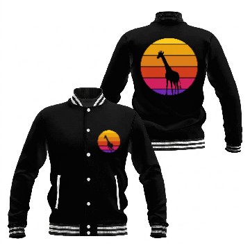 Discover Giraffe Retro Sunset Giraffe Zoo Worker Animal Baseball Jackets