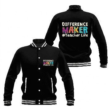 Discover Difference Maker Teacher Life School Student Teachers Baseball Jackets