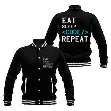 Discover Binary Coding Eat Sleep Code Repeat Computer Programmer Baseball Jackets