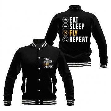 Discover Eat Sleep Fly Repeat Flight Attendant Stewardess Baseball Jackets