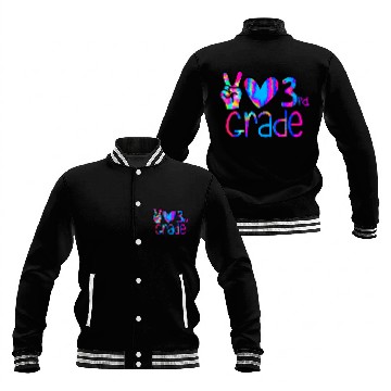 Discover Peace love third 3rd grade teacher student school class Baseball Tees Baseball Jackets