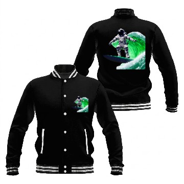 Discover Wave Surfer Astronaut Zip Baseball Jackets