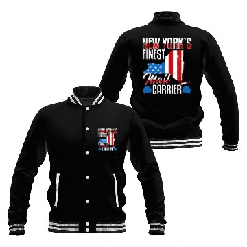 Discover New Yorks finest mail carrier postal worker funny Zip Baseball Jackets