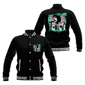 Discover Black and white singer on microphone 70s Baseball Jackets