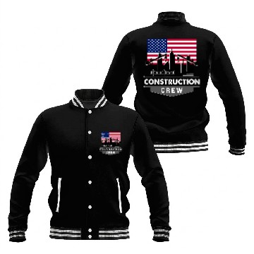 Discover Construction Crew Highway Worker Road Safety Jobsite 9 Baseball Jackets