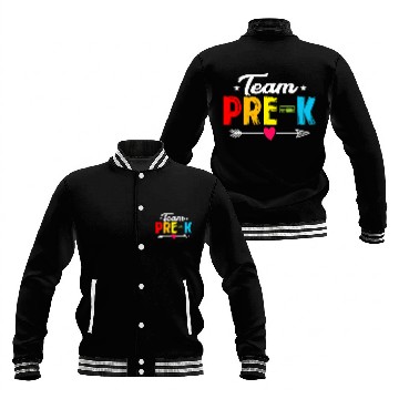 Discover Funny Team PreK Teacher Student Hello First Day Baseball Jackets