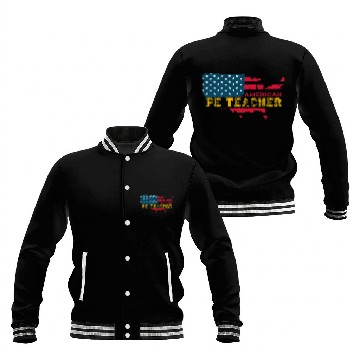 Discover PE Physical Education Coachs 2P E  Teacher USA Map Flag Gift Baseball Jackets