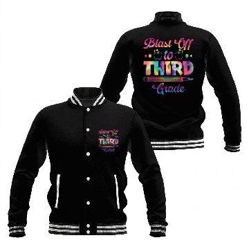 Discover Blast Off to Third Grade Student Novelty Back to School Baseball Tees Baseball Jackets