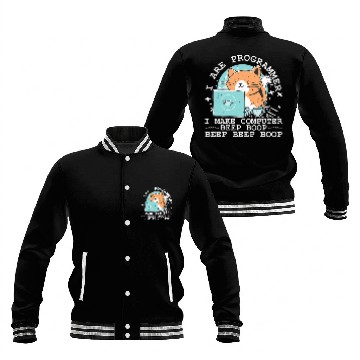 Discover I Are Programmer Funny Cat Computer Nerd IT Coder Baseball Jackets