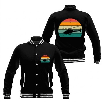 Discover Helicopter Pilot Retro Sunset Design Zip Baseball Jackets