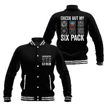 Discover Funny Pilot Check Out My Six Pack Flight Simulation Aviator Baseball Tees Baseball Jackets