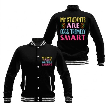 Discover My Students Are Eggstremely Smart Funny Easter Day Teacher Baseball Jackets