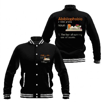 Discover Abibliophobia Definition Reading Nerd Book Lovers Geek Baseball Jackets