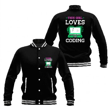 Discover This Girl Loves Coding Code Sayings Programmer Coder Baseball Tees Baseball Jackets