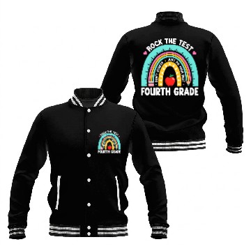 Discover Rock The Test Day 4th Grade Teacher Fourth Grade Testing Day Baseball Tees Baseball Jackets