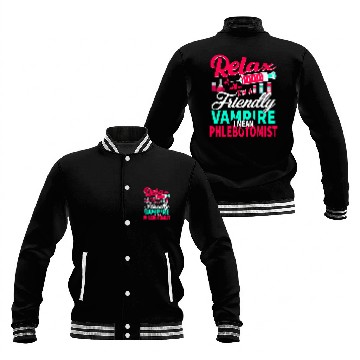 Discover Funny Phlebotomist Blood Technician nurses Friendly Vampire Baseball Jackets
