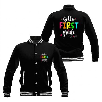 Discover Hello First Grade Kids Teacher Student Back To School Baseball Tees Baseball Jackets