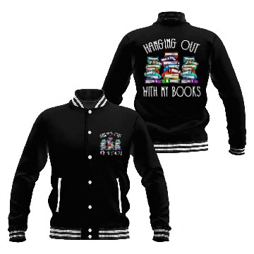 Discover Hanging out with my books Reading Book Librarian Baseball Jackets