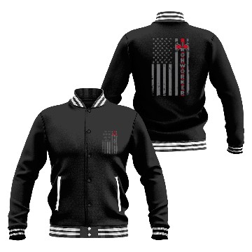 Discover Ironworker USA Patriotic Flag IronWorking US Steel Worker Baseball Jackets